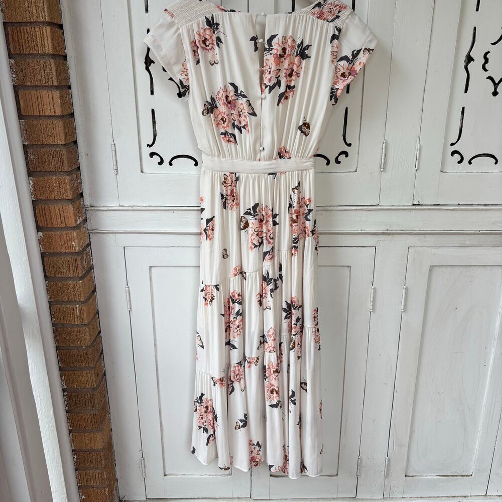 Free People All I Got Floral Ivory Butterfly Boho Maxi Dress Size 8- Cottagecore - Picture 4 of 8